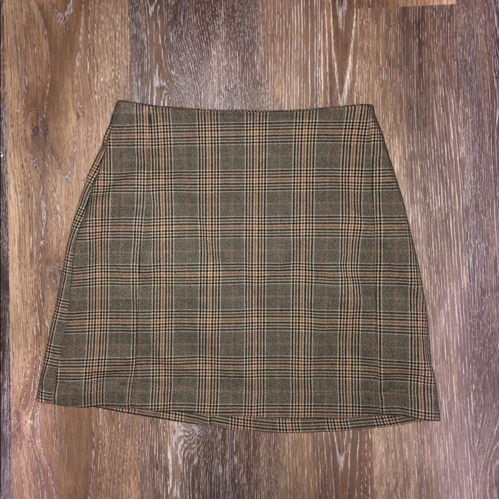 ❌SOLD❌ John Galt tan/brown/yellow plaid mini skirt